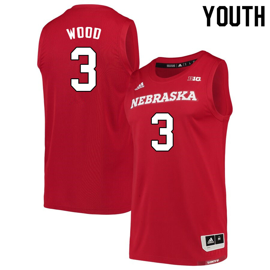 Youth #3 Elijah Wood Nebraska Cornhuskers College Basketball Jerseys Sale-Scarlet - Click Image to Close